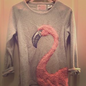 The Cozy Corner grey sweatshirt with pink flamingo